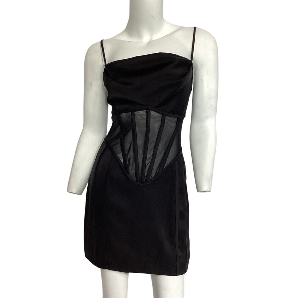H:ours Sleek Black Ulani Mini Dress Size M - Picture 2 of 4